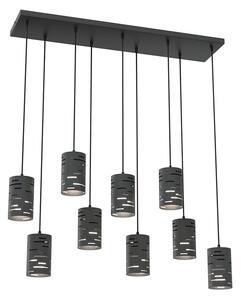 Czarna loftowa lampa z sześcioma kloszami - D150 L1-Z42