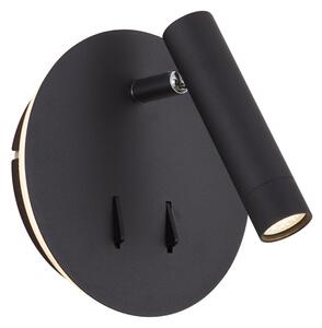 Nowoczesna czarna lampa ścienna z diodą LED i USB-C - Croft