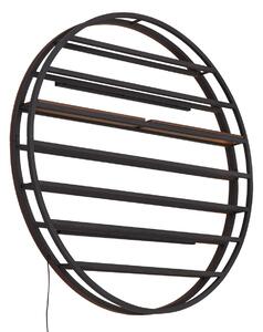Nowoczesna Lampa Ścienna Czarna z Okrągłym Drewnem i Zintegrowanym LED - Wine Rack