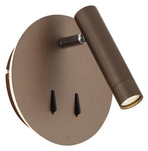 Nowoczesna lampa ścienna ciemny brąz z LED i USB-C - Croft
