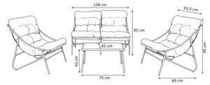 Zestaw Mebli Ogrodowych VIBE 4 Częściowy Fotele Sofa Stolik SZARY