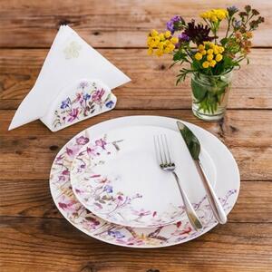 Talerz obiadowy płytki porcelanowy biały kwiaty LOUKA 27 cm