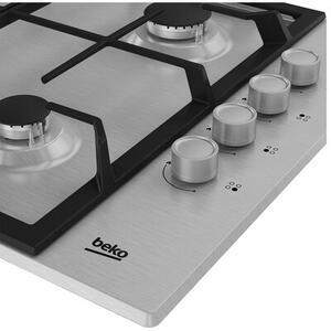 Płyta gazowa BEKO b100 HIBG64122SX Wysokowydajne palniki Żeliwne ruszty