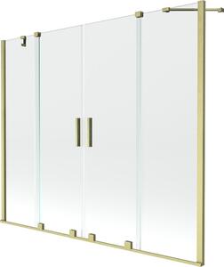 Mexen Velar Duo parawan nawannowy 2-skrzydłowy rozsuwany 190 x 150 cm, transparent, złoty szczotkowany - 896-190-000-02-55