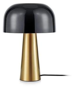 Lampa stołowa Blanca - półokrągły czarny klosz, złota podstawa