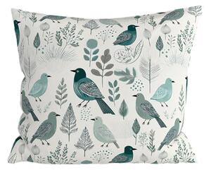 Poszewka na poduszkę z polibawełny LEAFBIRD POLY 45x45 cm, biało-zielona