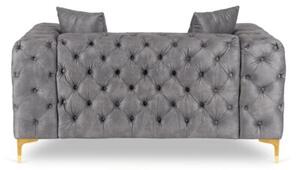 Sofa SORRENTO 2S Dwuosobowa Szara Welurowa Nowoczesna Glamour