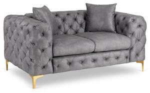 Sofa SORRENTO 2S Dwuosobowa Szara Welurowa Nowoczesna Glamour