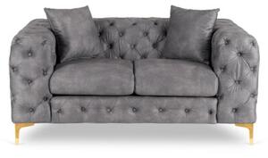 Sofa SORRENTO 2S Dwuosobowa Szara Welurowa Nowoczesna Glamour