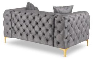 Sofa SORRENTO 2S Dwuosobowa Szara Welurowa Nowoczesna Glamour