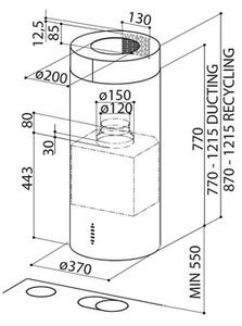Okap FABER Hood Cylindra Isola Evo Plus 335.0492.563 P1290 BiaÅy 680m3/h 68dB klasa A