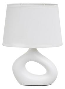 Biała lampa stołowa ceramiczna z tekstylnym kloszem (wysokość 30 cm) – Casa Selección