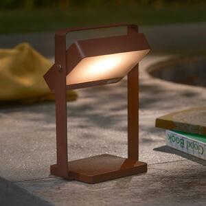 Nordlux Lampa stołowa LED z panelem słonecznym Saulio, brązowa, IP44, aluminium, USB, możliwość ściemniania, brązowy / rdzawy, aluminium, nowoczesny