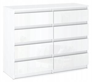 Komoda 8 szuflad STIVMEBLE 120x33,5x92,5 cm BiaÅy Mat / BiaÅy PoÅysk