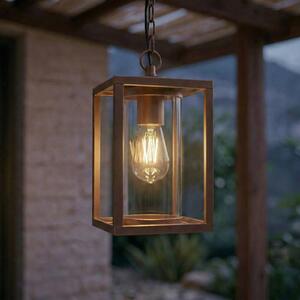 Lucande Lampa wisząca zewnętrzna Ferda, brązowa, IP44, szkło, E27 Ferda Lucande, możliwość ściemniania, brązowy / rdzawy, aluminium, nowoczesny
