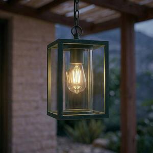 Lucande Lampa wisząca zewnętrzna Ferda, zielona, IP44, szkło, E27 Ferda Lucande, możliwość ściemniania, zielony, aluminium, nowoczesny