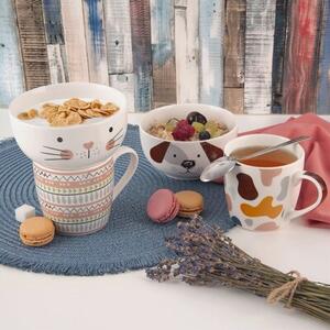 Kubek z miseczką dla dziecka porcelanowy kot 2 el