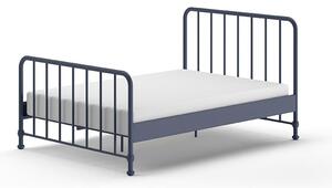 Niebieskie metalowe łóżko dwuosobowe ze stelażem 140x200 cm BRONXX – Vipack