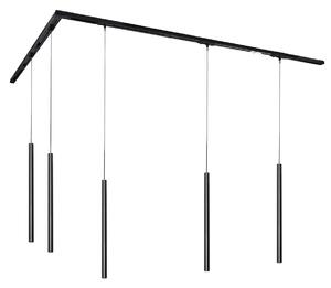 Nowoczesny system oświetlenia szynowego z 5 lampami wiszącymi czarny 1-fazowy - Iconic Frini Oswietlenie wewnetrzne