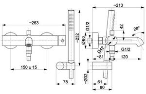 Bateria wannowa natynkowa KFA ARMATURA Moza 5034-520-00 Chrom