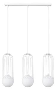 Biała lampa wisząca na listwie 3 druciane zwisy - 4X A607 G7-F35