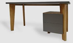 Designerskie biurko z drewnianymi nogami i kontene
