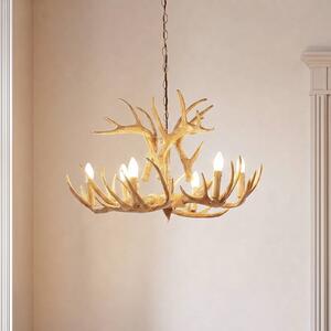 Lampa wisząca Fibi Lindby, możliwość ściemniania, brązowy / rdzawy, salon / jadalnia, tworzywo sztuczne, dworkowy / rustykalny