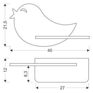 Kinkiet BIRD różowy LED 1x4W 250lm wym:21,5x40x12cm IP20 Candellux