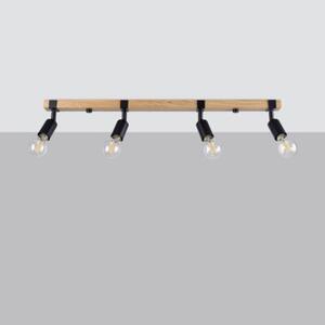 Lampa sufitowa czarna-drewno ZUCA 4xE27x15W wym:14x15x89cm Sollux