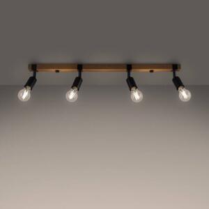 Lampa sufitowa czarna-drewno ZUCA 4xE27x15W wym:14x15x89cm Sollux