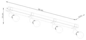 Lampa sufitowa czarna-drewno ZUCA 4xE27x15W wym:14x15x89cm Sollux