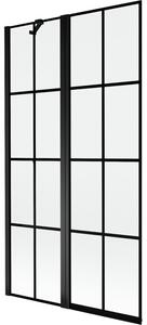 Mexen Mist parawan nawannowy 2-skrzydłowy lewy 100 x 150 cm, czarna kratka, czarny - 8A9-100-011-70-77-L