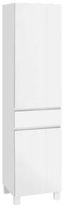 Wysoka szafka łazienkowa o elegankim minimalistycznym wyglądzie w białym kolorze