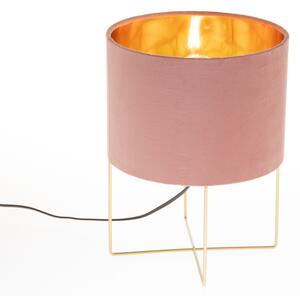 Nowoczesna lampa stołowa różowa ze złotem - Rosalina Oswietlenie wewnetrzne
