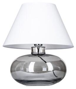 Szklana lampa stołowa Bergen - szara, biały abażur