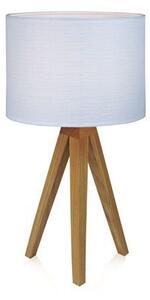Drewniana lampa stołowa Kullen - biały abażur, trójnóg
