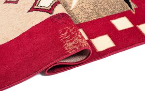 Czerwono - beżowy dywan w geometryczne wzory - Fendy 12X