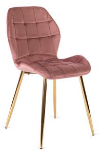 Różowe krzesło welurowe na złotych nogach - Edro 4X