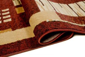 Prostokątny brązowy dywan z akcentem geometrycznym - Fendy 7X