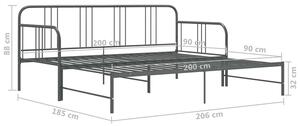 Szare rozkładane metalowe łózko 90x200 cm - Vesmos