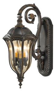 Klasyczna lampa ścienna Baton Rouge - bogato zdobiona, ciemobrązowa, IP44