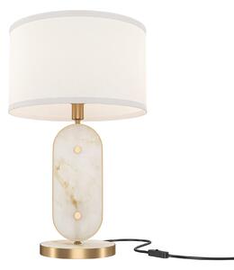 MARMO lampa stołowa złoty z naturalnym kamieniem w formie dekoracyjnego plastra jako klosz 1xE14