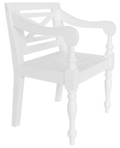 Krzesła Batavia, 2 szt., białe, lite drewno mahoniowe
