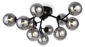 DALLAS lampa sufitowa czarna klosze dymione 12xG9