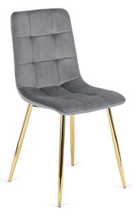 Szare welurowe krzesło w stylu glamour - Azlo