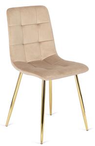 Kremowe pikowane krzesło glamour do stołu - Azlo