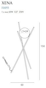 Lampa stojąca podłogowa nowoczesna mosiężna szklana biała kula trójnóg 1xE27 60W XENA Maxlight