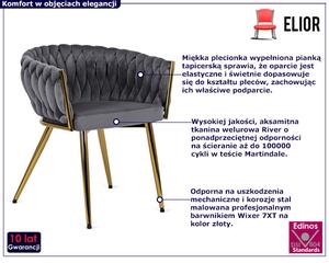 Szare nowoczesne krzesło welurowe z podłokietnikami - Upro