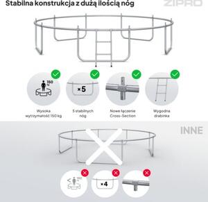 Trampolina ogrodowa z siatką wewnętrzną dla dzieci z drabinką 12FT 374cm Zipro Jump Pro Premium