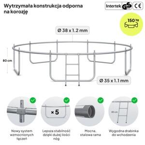 Trampolina ogrodowa z siatką wewnętrzną dla dzieci z drabinką 12FT 374cm Zipro Jump Pro Premium